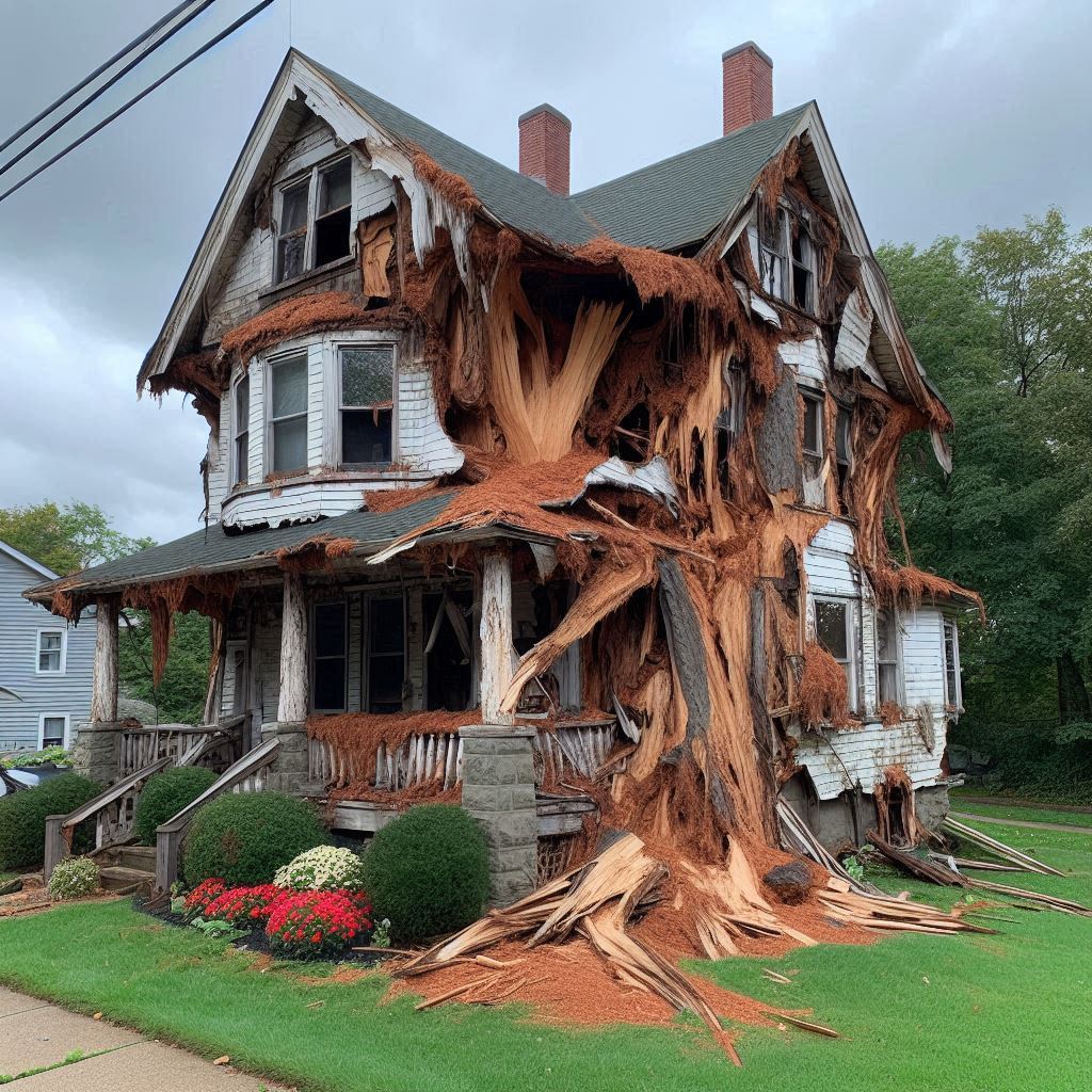 Signs Your Newton Home Needs a Tree Inspection Damaged tree on an Newton home showing signs of disease and decay